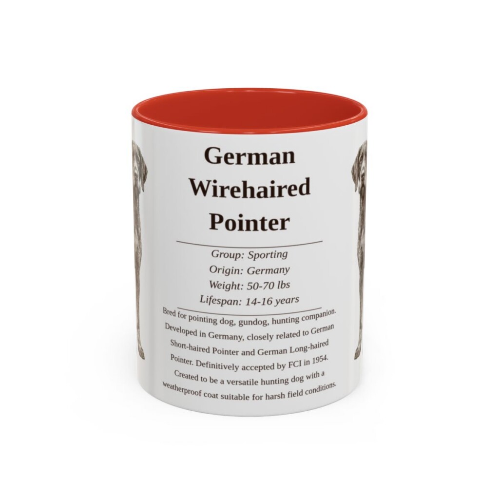 11oz German Wirehaired Pointer Mug, Illustrated Dog Breed Facts Coffee Mug, Vintage Dog Keepsake Gift