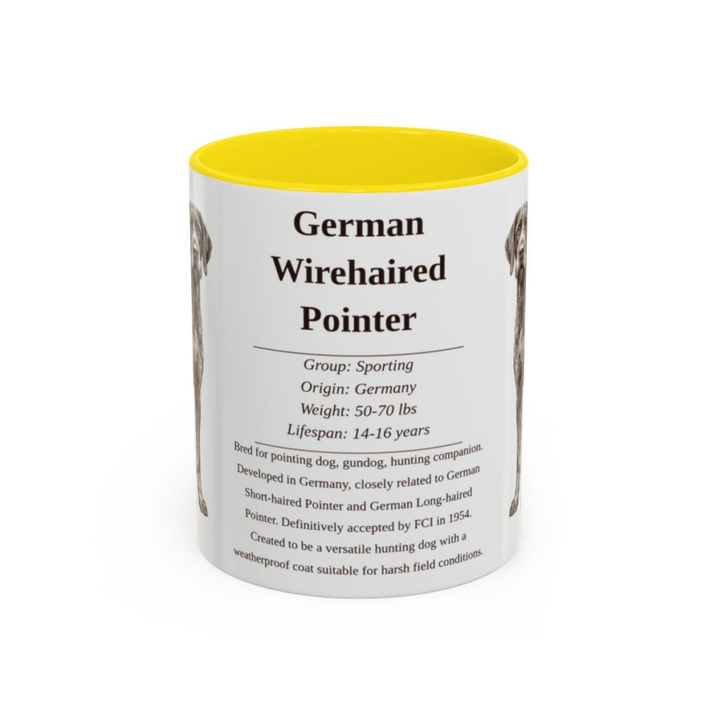 11oz German Wirehaired Pointer Mug, Illustrated Dog Breed Facts Coffee Mug, Vintage Dog Keepsake Gift