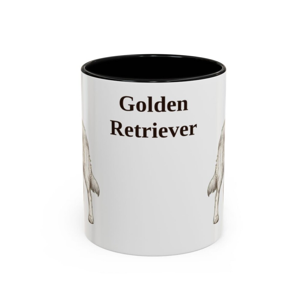 golden-retriever-mug-black-front-1 11oz Golden Retriever Mug, Vintage Dog Portrait Coffee Mug, Dog Lover Gift