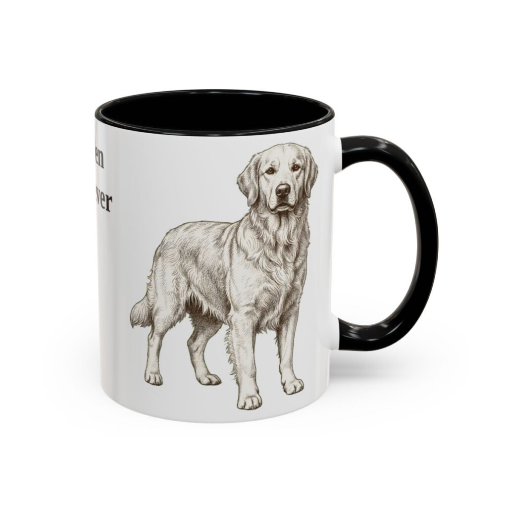 golden-retriever-mug-black-right-1 11oz Golden Retriever Mug, Vintage Dog Portrait Coffee Mug, Dog Lover Gift