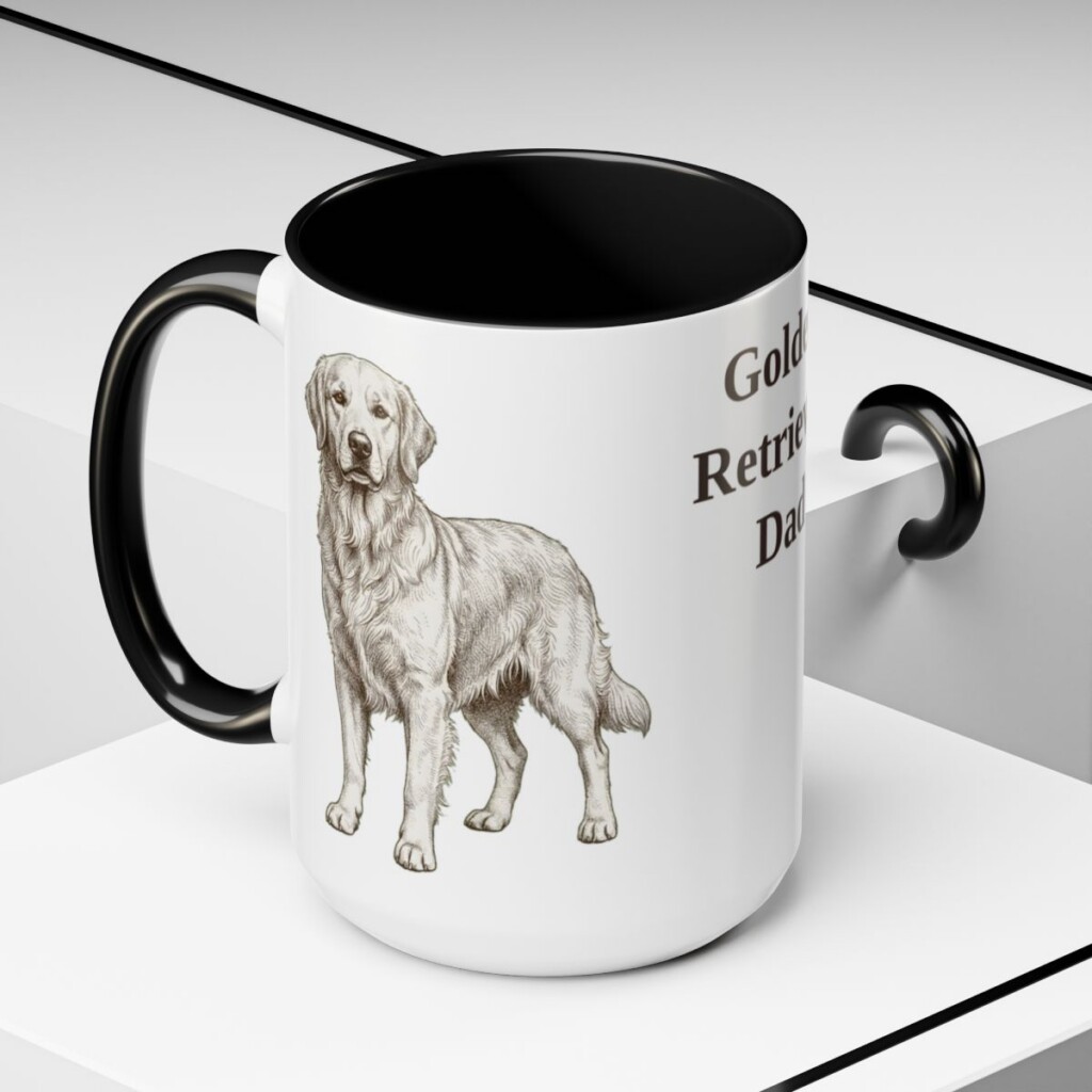 golden-retriever-mug-dad-black-context-2-3 15oz Golden Retriever Dog Dad Mug, Vintage Sketch Coffee Mug, Dog Dad Gift
