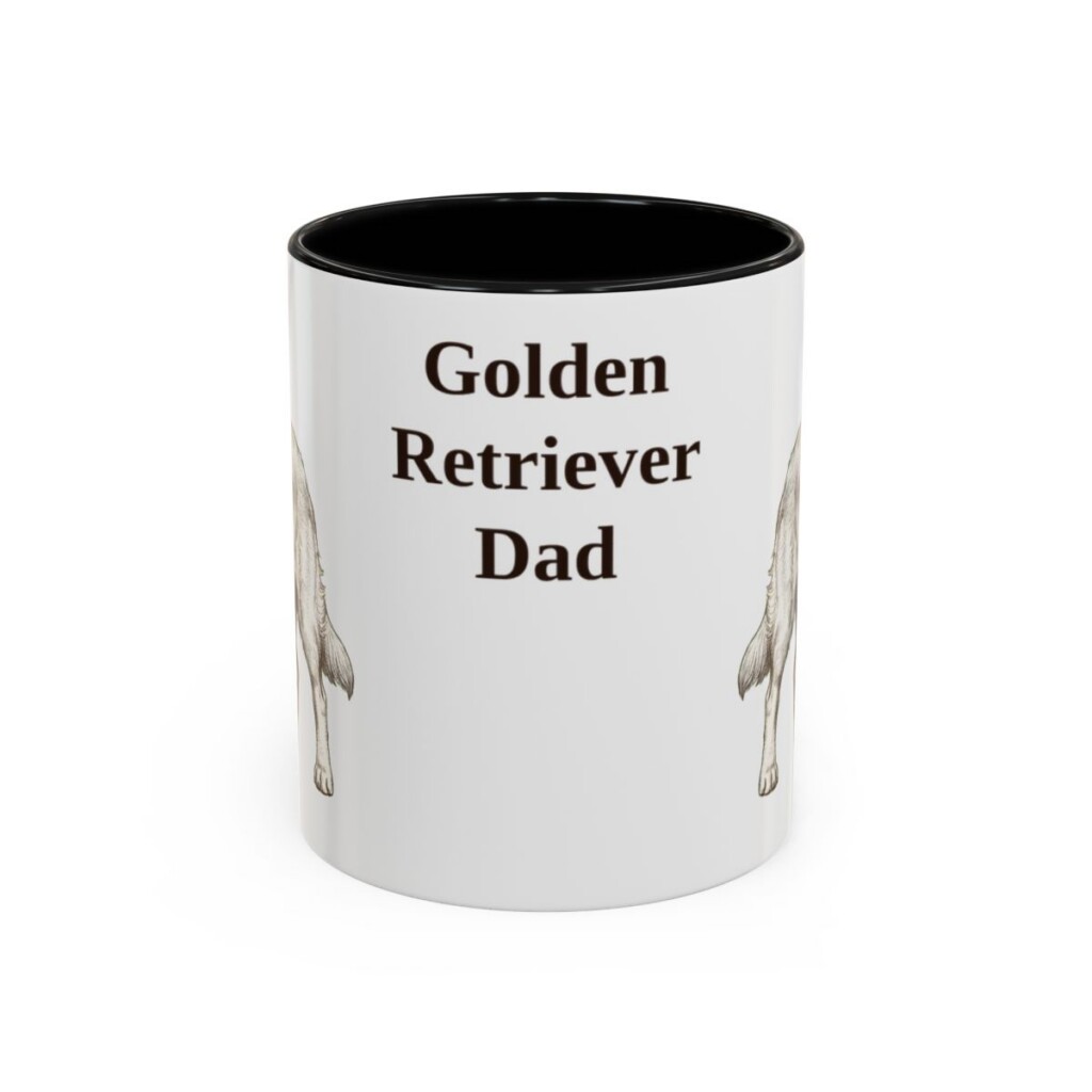golden-retriever-mug-dad-black-front-1 11oz Golden Retriever Dog Dad Mug, Vintage Sketch Coffee Mug, Dog Dad Gift