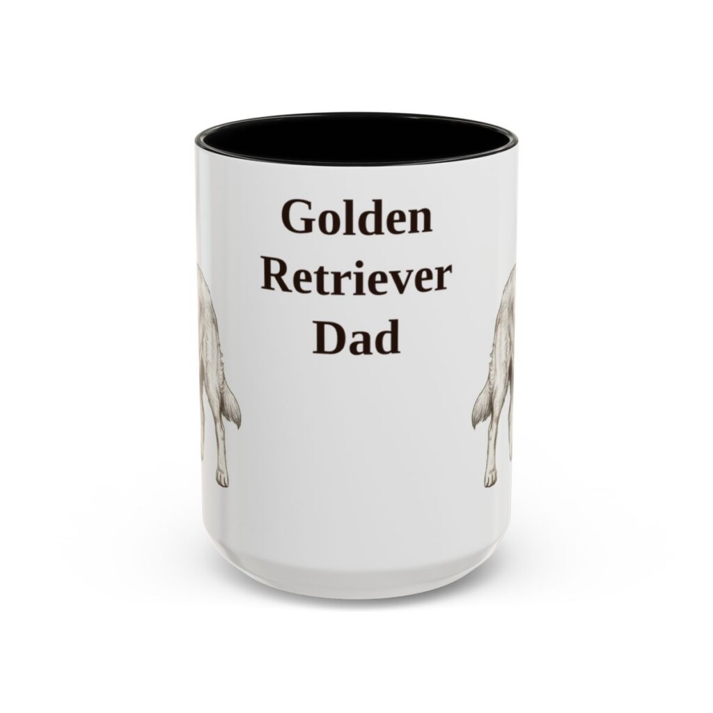 golden-retriever-mug-dad-black-front-3 15oz Golden Retriever Dog Dad Mug, Vintage Sketch Coffee Mug, Dog Dad Gift