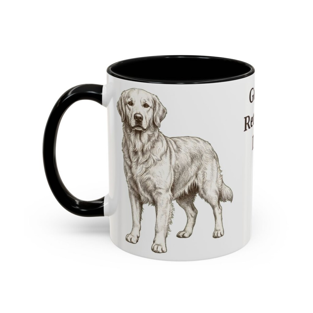 golden-retriever-mug-dad-black-left-1 11oz Golden Retriever Dog Dad Mug, Vintage Sketch Coffee Mug, Dog Dad Gift
