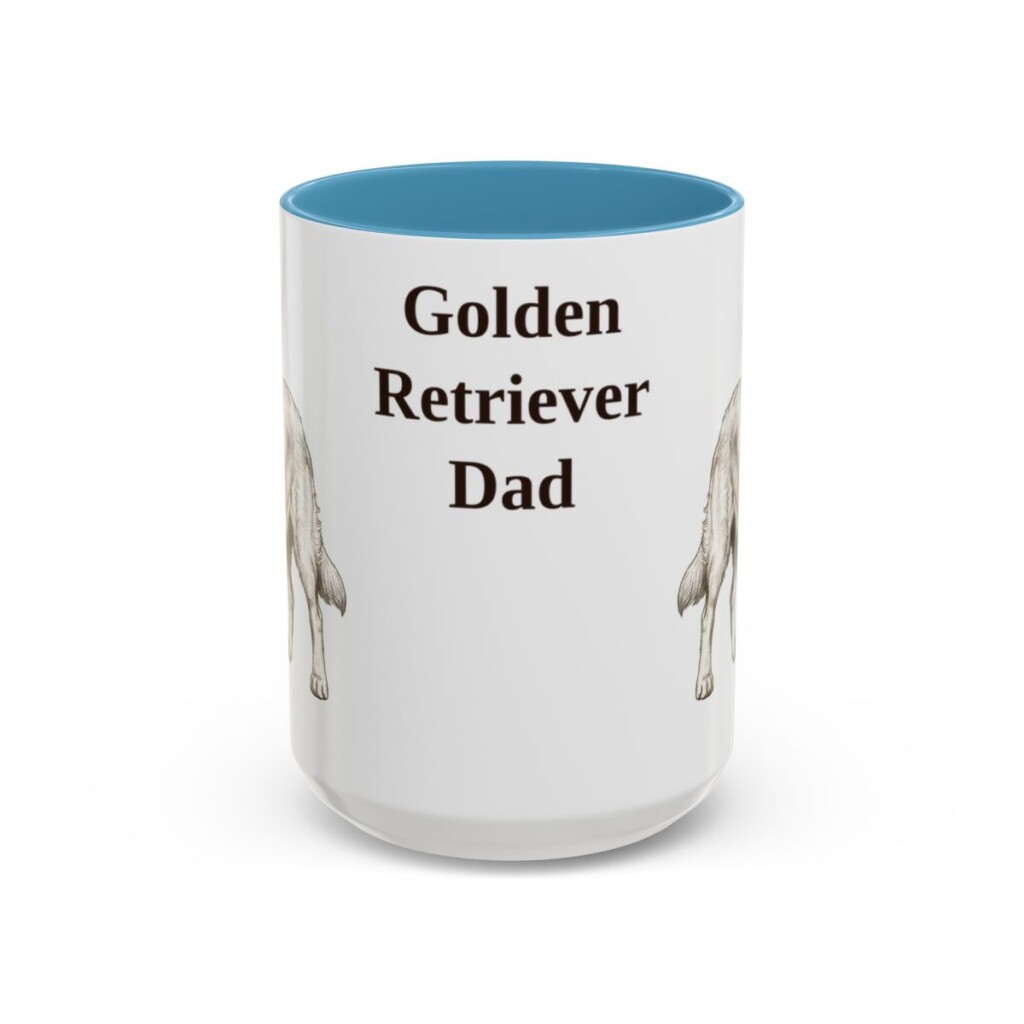 golden-retriever-mug-dad-light-blue-3 15oz Golden Retriever Dog Dad Mug, Vintage Sketch Coffee Mug, Dog Dad Gift