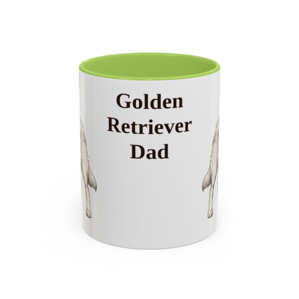 golden-retriever-mug-dad-light-green-1 11oz Golden Retriever Dog Dad Mug, Vintage Sketch Coffee Mug, Dog Dad Gift