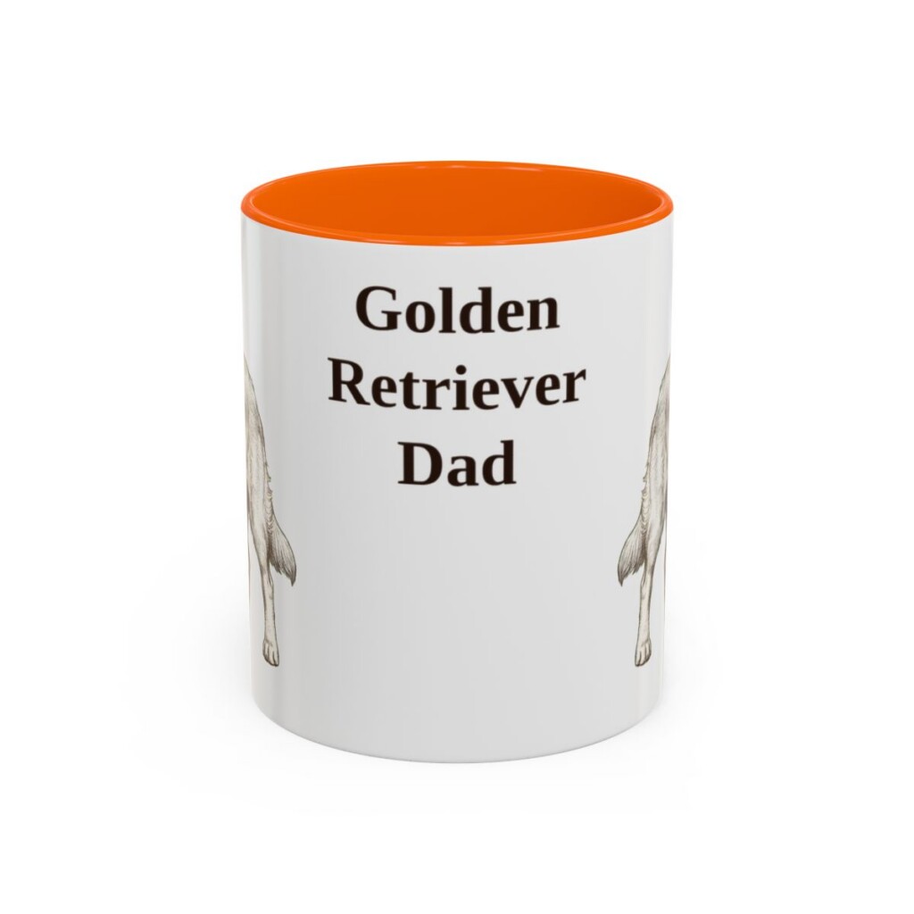 golden-retriever-mug-dad-orange-1 11oz Golden Retriever Dog Dad Mug, Vintage Sketch Coffee Mug, Dog Dad Gift