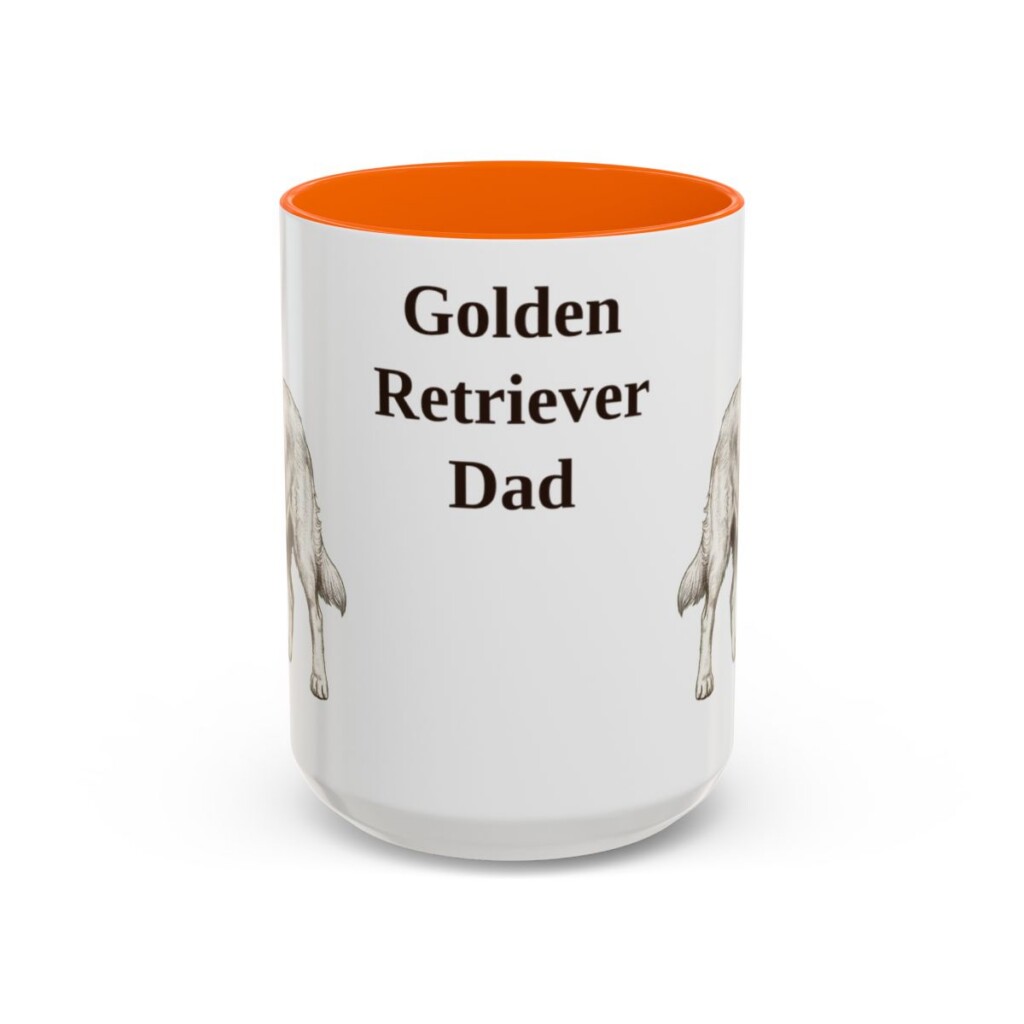 golden-retriever-mug-dad-orange-3 15oz Golden Retriever Dog Dad Mug, Vintage Sketch Coffee Mug, Dog Dad Gift