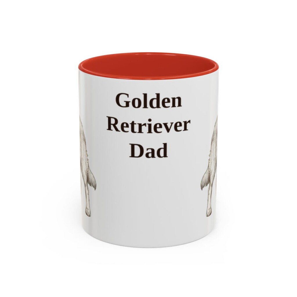 golden-retriever-mug-dad-red-1 11oz Golden Retriever Dog Dad Mug, Vintage Sketch Coffee Mug, Dog Dad Gift