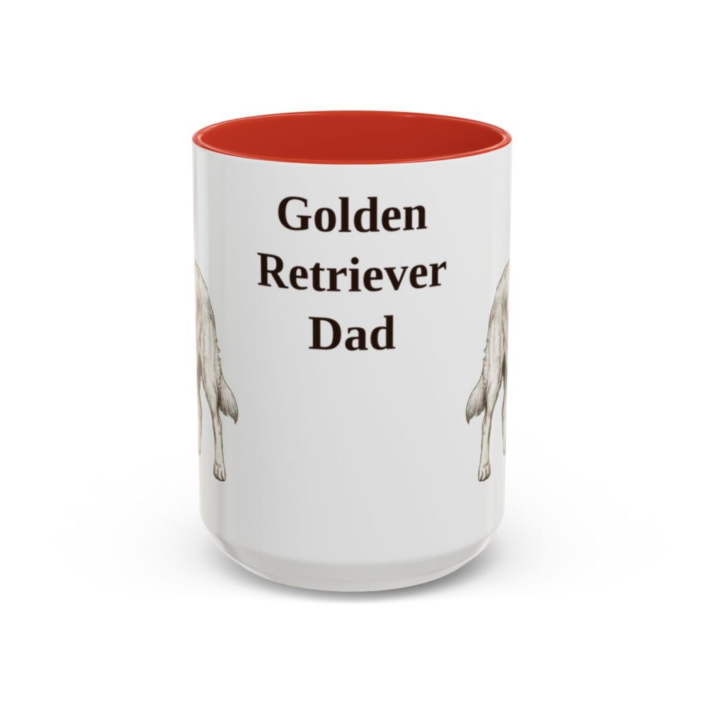 golden-retriever-mug-dad-red-3 15oz Golden Retriever Dog Dad Mug, Vintage Sketch Coffee Mug, Dog Dad Gift