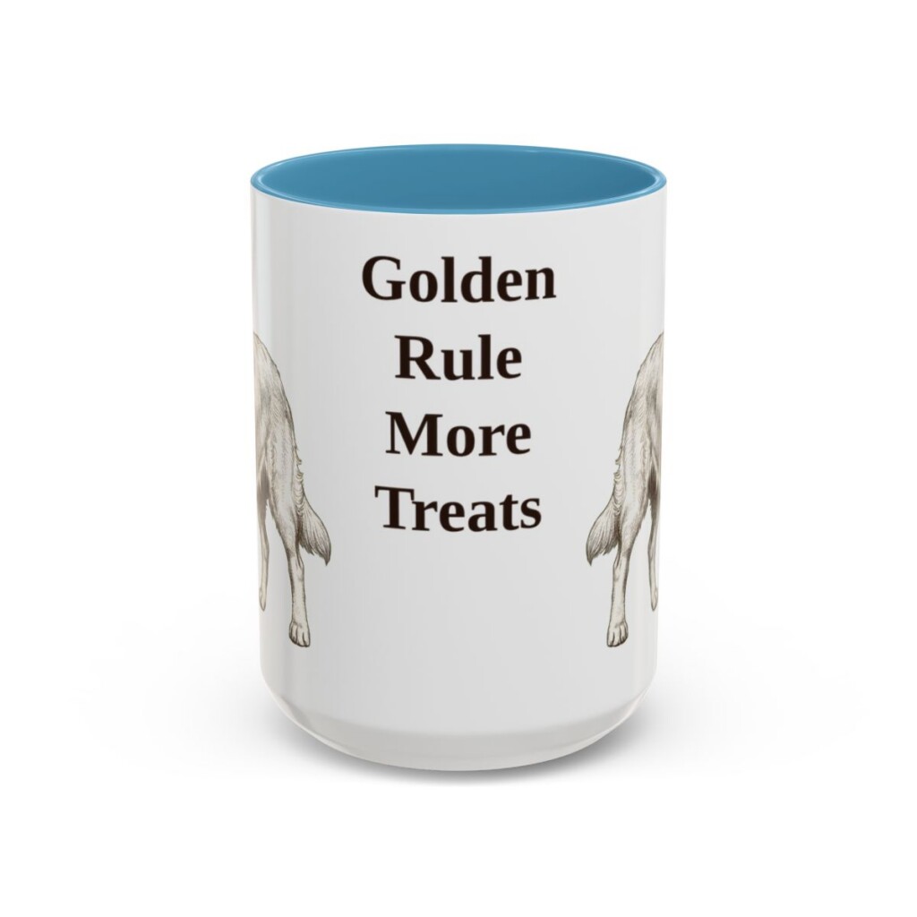 15oz Funny Golden Retriever Mug, Golden Rule More Treats, Vintage Dog Coffee Mug, Dog Lover Gift