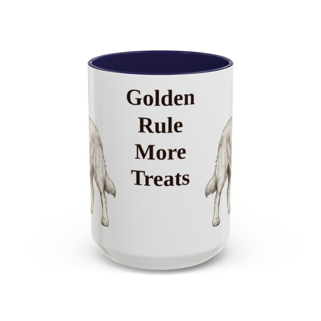 15oz Funny Golden Retriever Mug, Golden Rule More Treats, Vintage Dog Coffee Mug, Dog Lover Gift