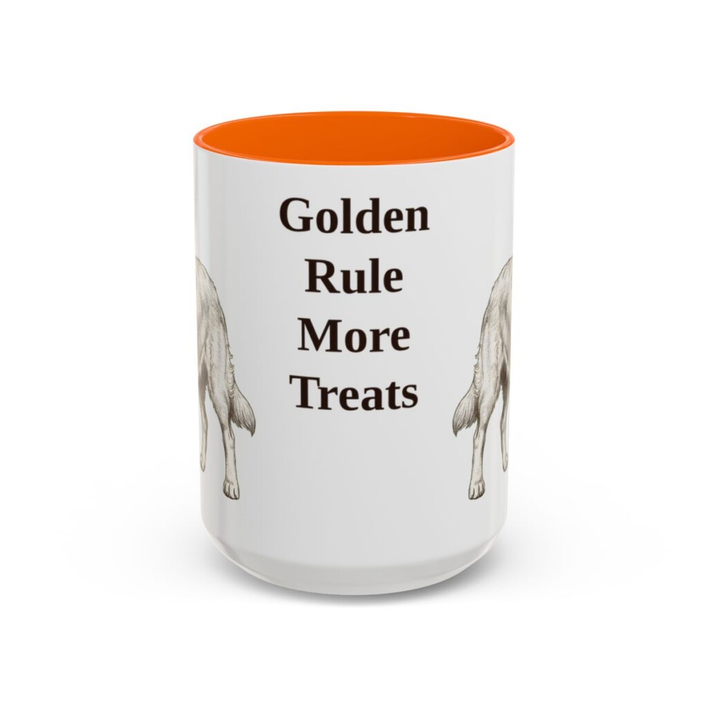 15oz Funny Golden Retriever Mug, Golden Rule More Treats, Vintage Dog Coffee Mug, Dog Lover Gift