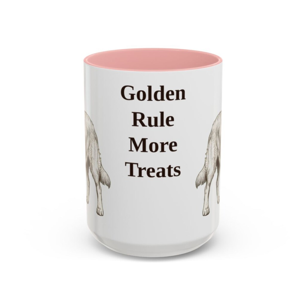 15oz Funny Golden Retriever Mug, Golden Rule More Treats, Vintage Dog Coffee Mug, Dog Lover Gift
