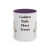 golden-retriever-mug-humor-purple-1 11oz Funny Golden Retriever Mug, Golden Rule More Treats, Vintage Dog Coffee Mug, Dog Lover Gift