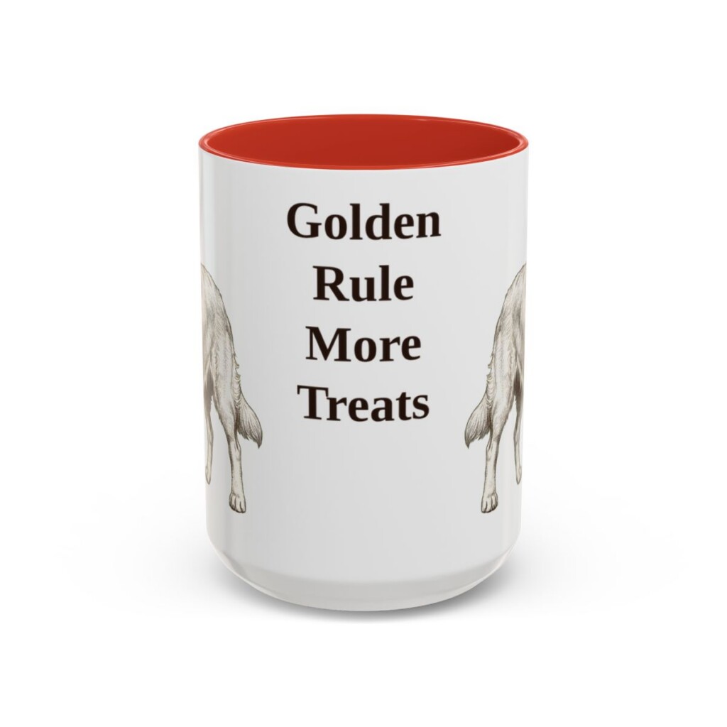 15oz Funny Golden Retriever Mug, Golden Rule More Treats, Vintage Dog Coffee Mug, Dog Lover Gift