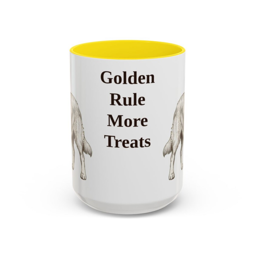 15oz Funny Golden Retriever Mug, Golden Rule More Treats, Vintage Dog Coffee Mug, Dog Lover Gift