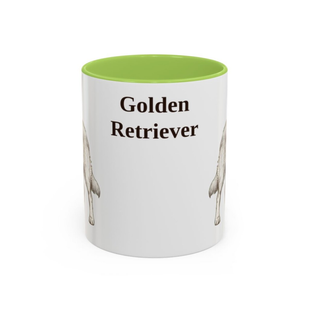 golden-retriever-mug-light-green-1 11oz Golden Retriever Mug, Vintage Dog Portrait Coffee Mug, Dog Lover Gift