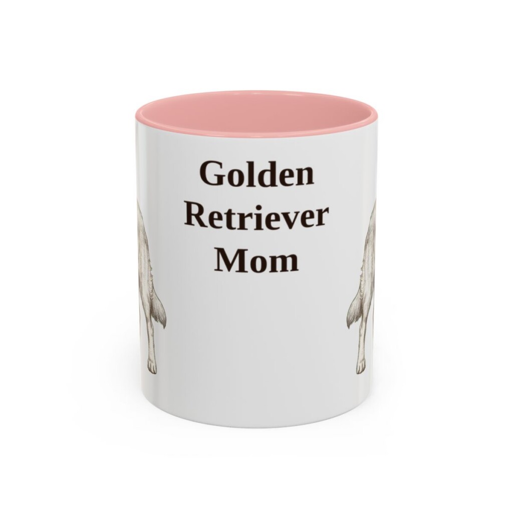 golden-retriever-mug-mom-pink-1 11oz Golden Retriever Dog Mom Mug, Vintage Sketch Coffee Mug, Dog Mom Gift