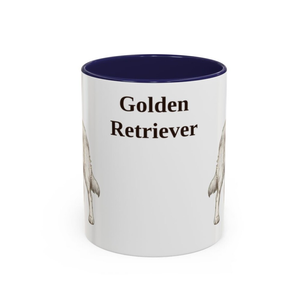 golden-retriever-mug-navy-1 11oz Golden Retriever Mug, Vintage Dog Portrait Coffee Mug, Dog Lover Gift