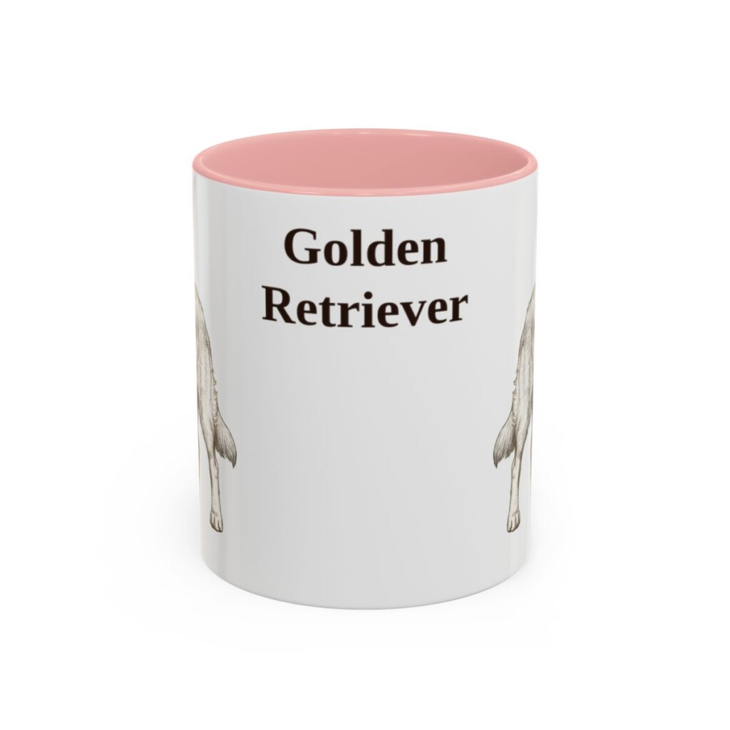 golden-retriever-mug-pink-1 11oz Golden Retriever Mug, Vintage Dog Portrait Coffee Mug, Dog Lover Gift