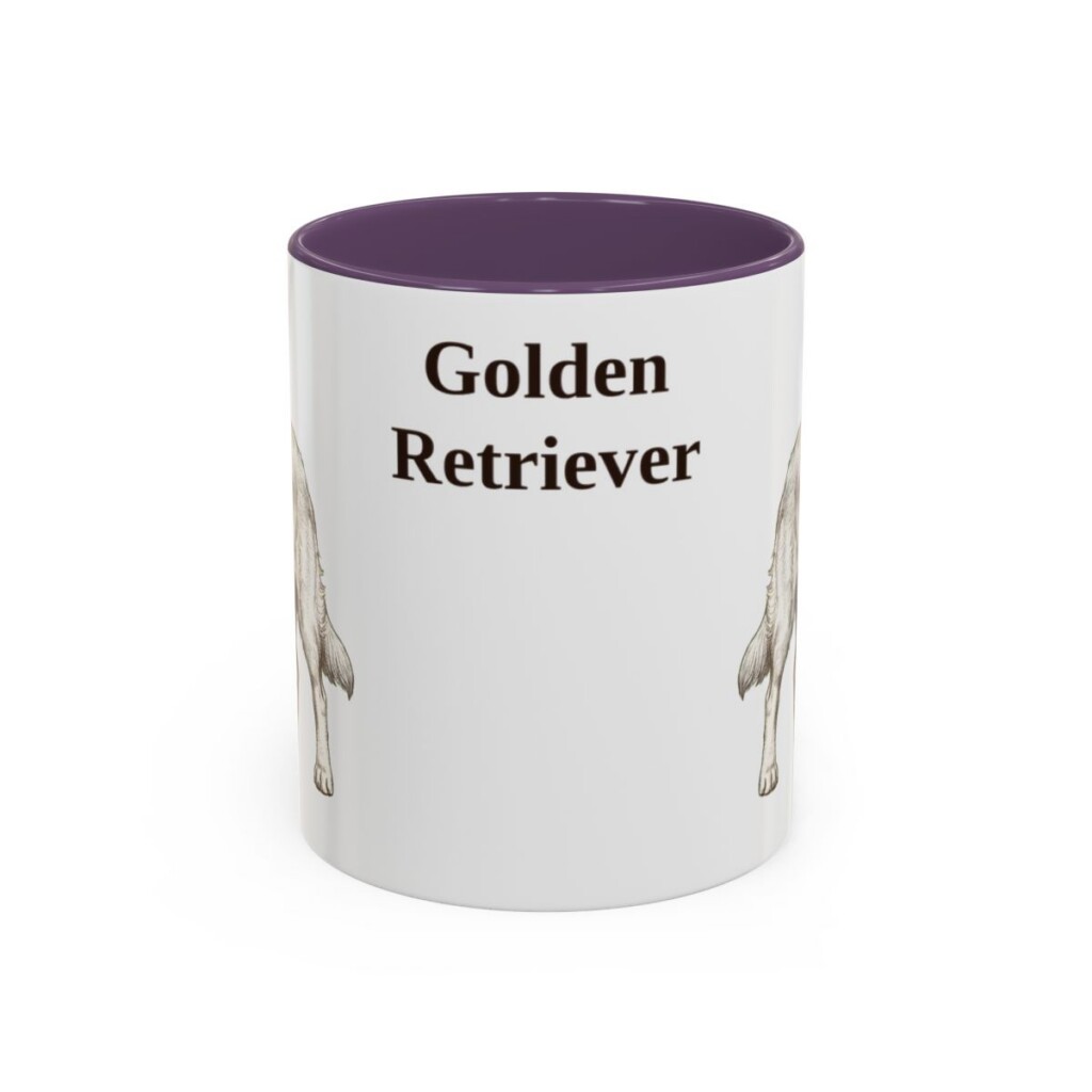 golden-retriever-mug-purple-1 11oz Golden Retriever Mug, Vintage Dog Portrait Coffee Mug, Dog Lover Gift
