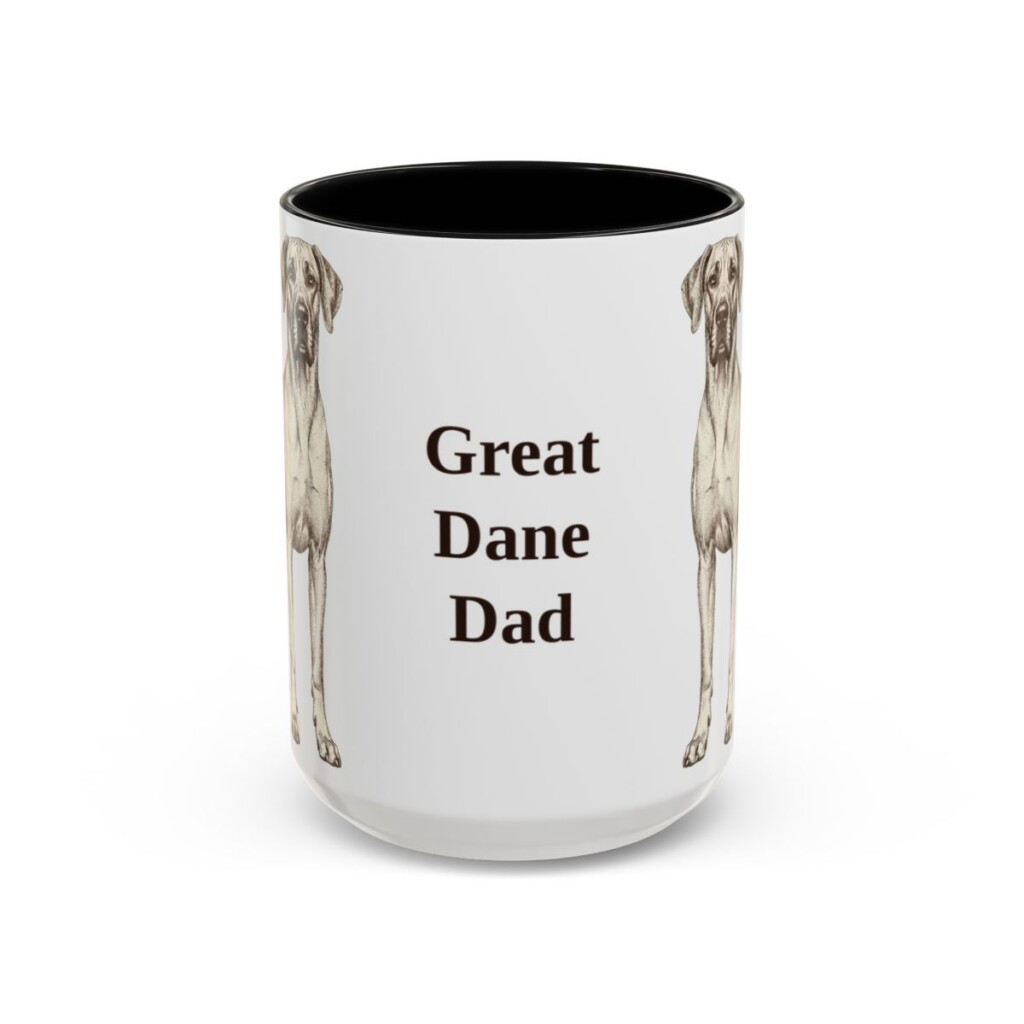 great-dane-mug-dad-black-front-3 15oz Great Dane Dog Dad Mug, Vintage Sketch Coffee Mug, Dog Dad Gift