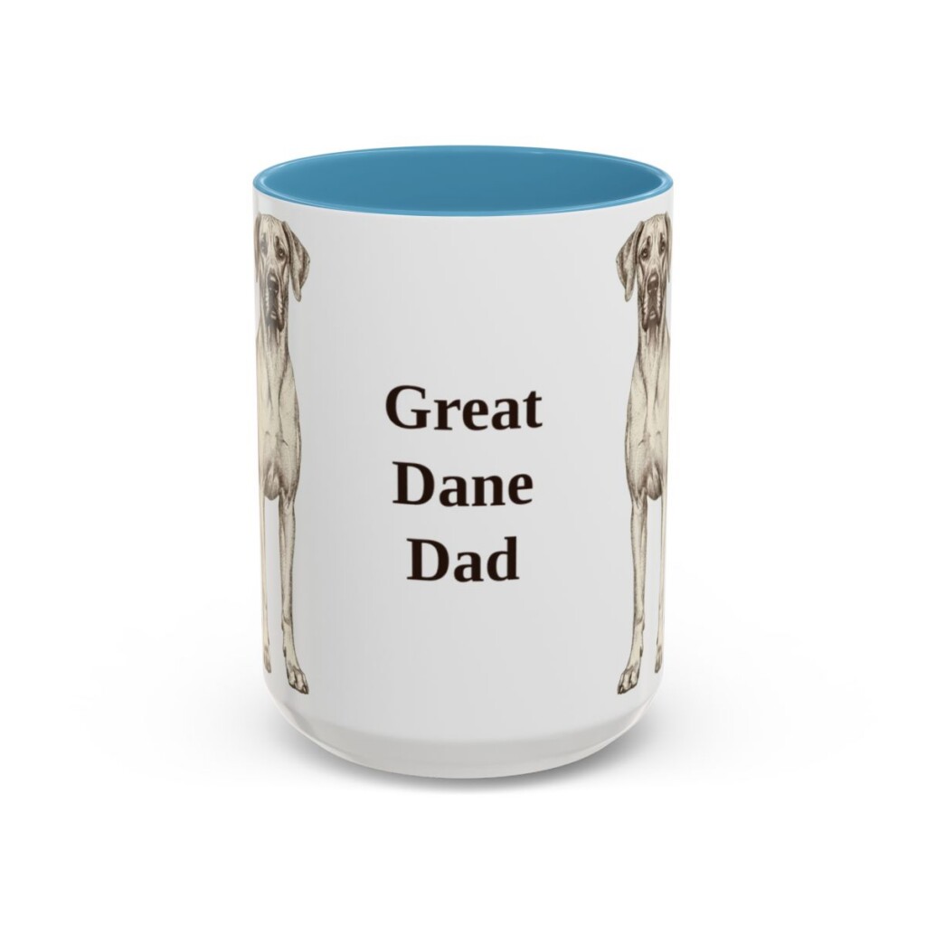 great-dane-mug-dad-light-blue-3 15oz Great Dane Dog Dad Mug, Vintage Sketch Coffee Mug, Dog Dad Gift