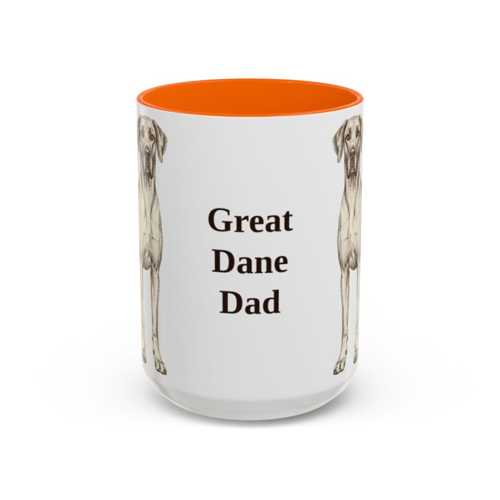 great-dane-mug-dad-orange-3 15oz Great Dane Dog Dad Mug, Vintage Sketch Coffee Mug, Dog Dad Gift