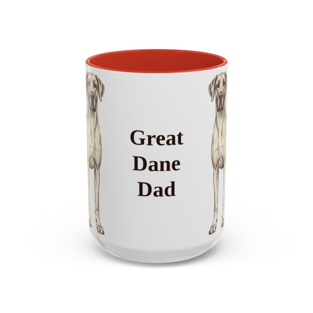 great-dane-mug-dad-red-3 15oz Great Dane Dog Dad Mug, Vintage Sketch Coffee Mug, Dog Dad Gift