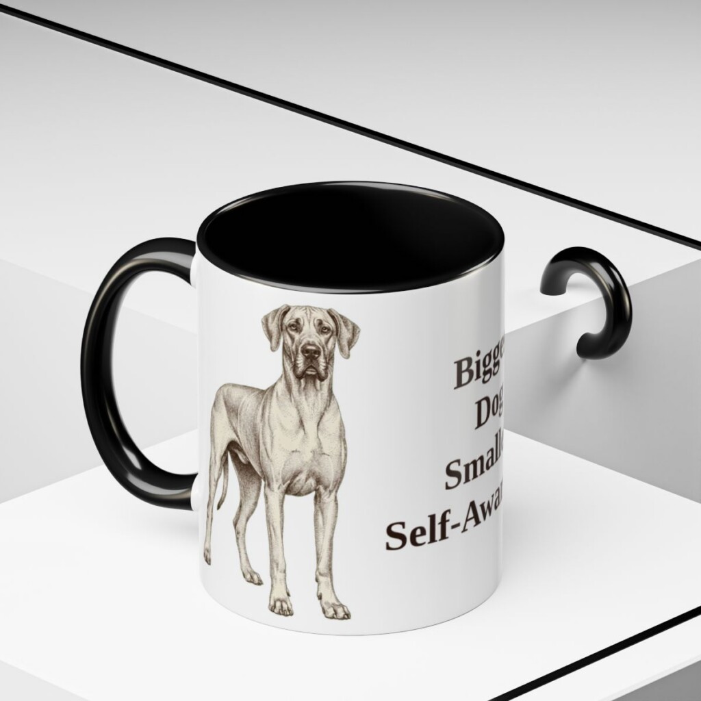 11oz Funny Great Dane Mug, Biggest Dog Smallest Self-Awareness, Vintage Dog Coffee Mug, Dog Lover Gift