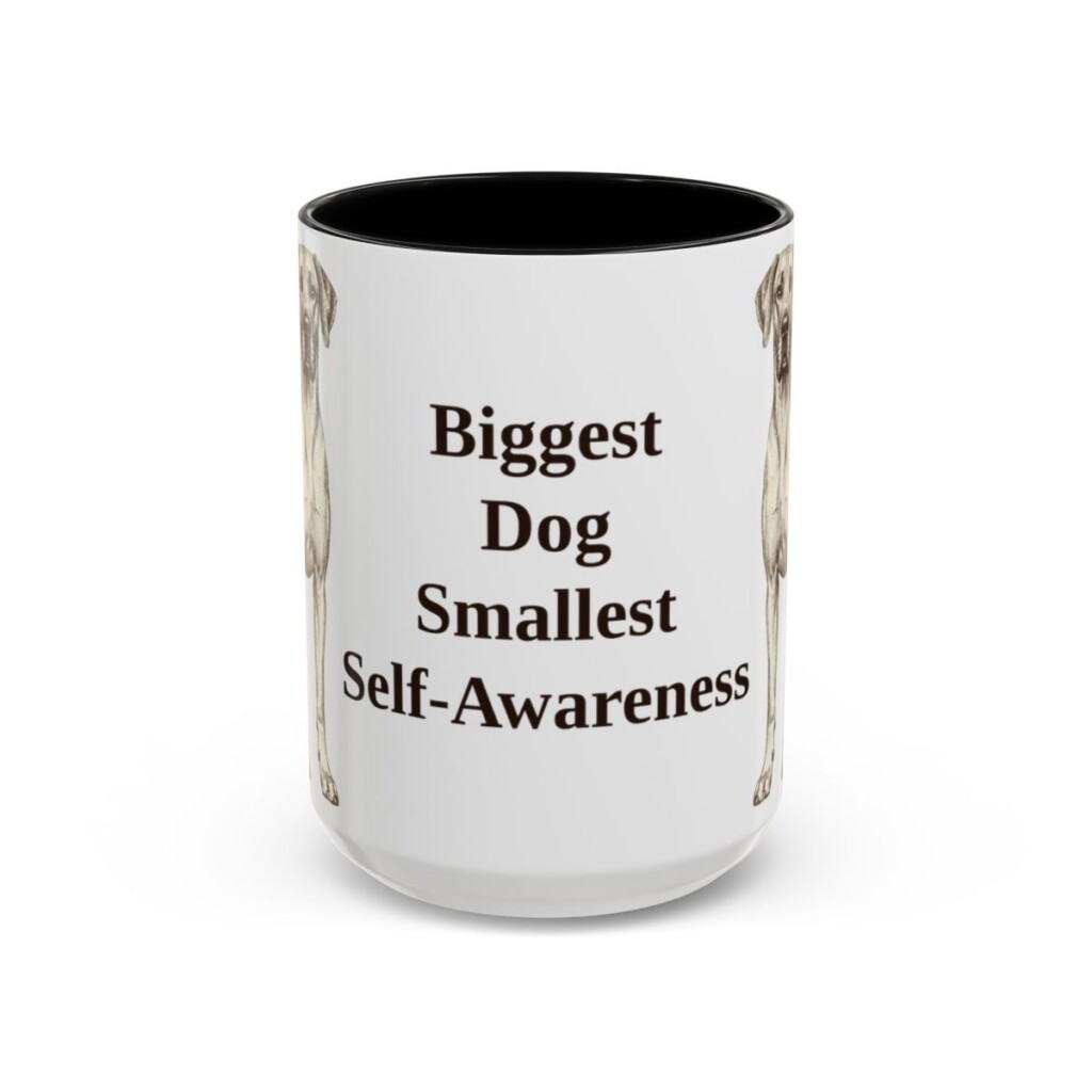 great-dane-mug-humor-black-front-3 15oz Funny Great Dane Mug, Biggest Dog Smallest Self-Awareness, Vintage Dog Coffee Mug, Dog Lover Gift