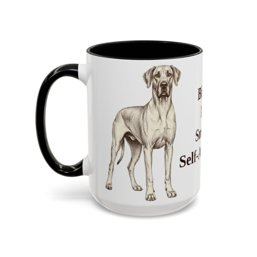 great-dane-mug-humor-black-left-3 15oz Funny Great Dane Mug, Biggest Dog Smallest Self-Awareness, Vintage Dog Coffee Mug, Dog Lover Gift