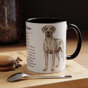 11oz Great Dane Mug, Illustrated Dog Breed Facts Coffee Mug, Vintage Dog Keepsake Gift