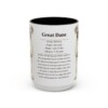 15oz Great Dane Mug, Illustrated Dog Breed Facts Coffee Mug, Vintage Dog Keepsake Gift