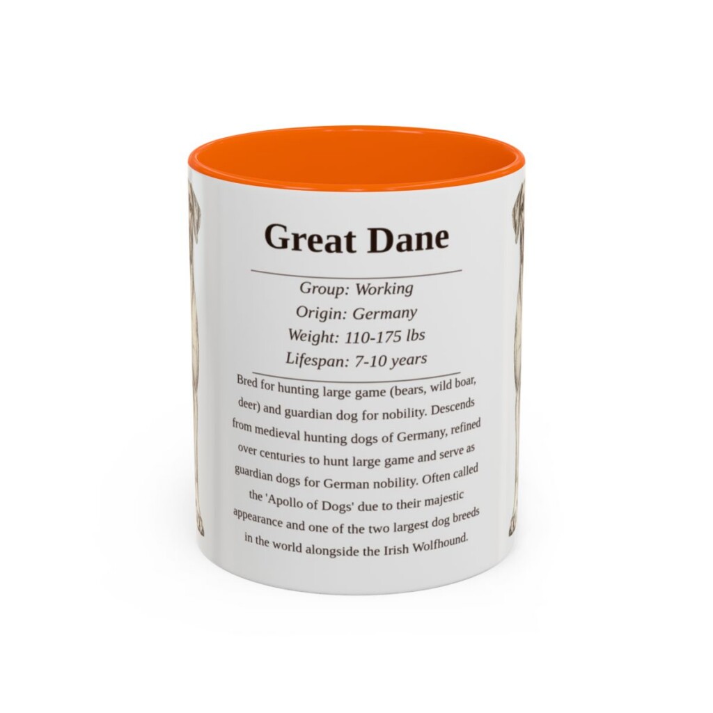 11oz Great Dane Mug, Illustrated Dog Breed Facts Coffee Mug, Vintage Dog Keepsake Gift