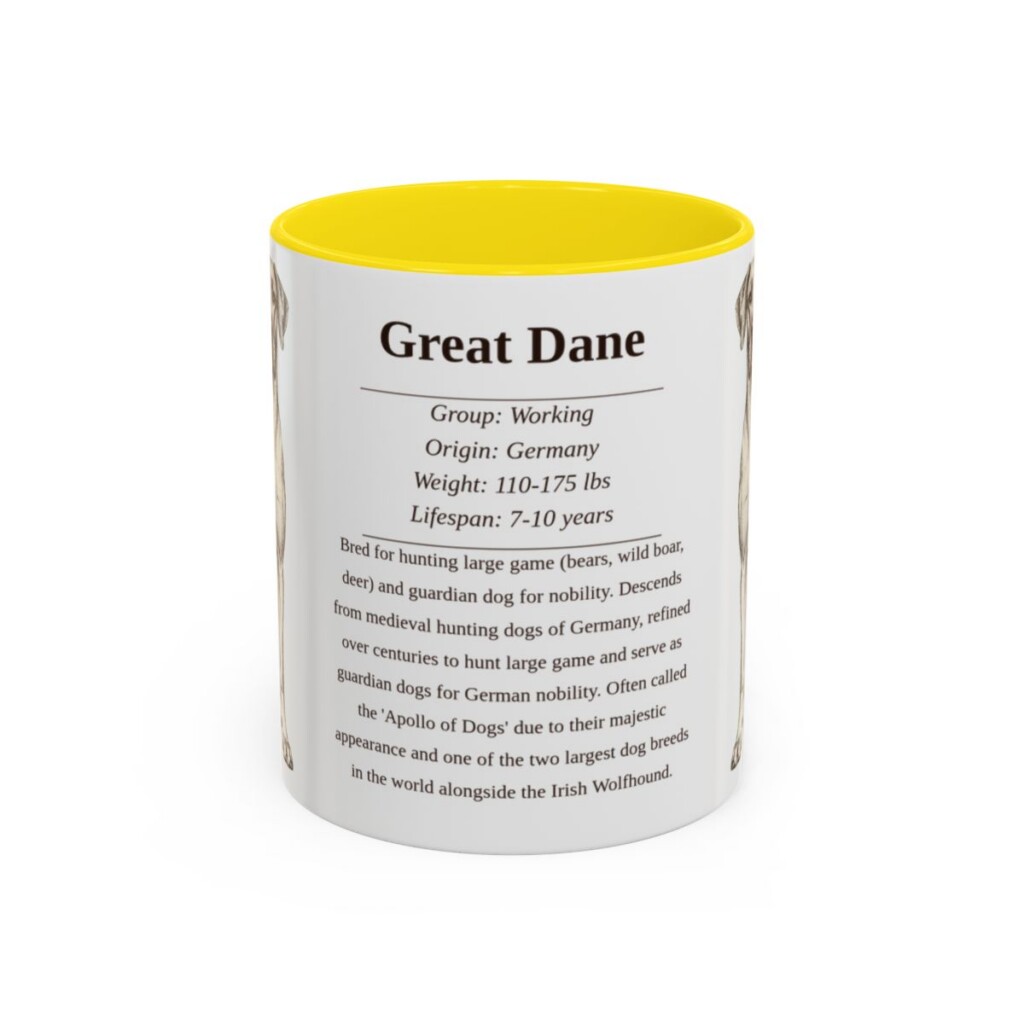 11oz Great Dane Mug, Illustrated Dog Breed Facts Coffee Mug, Vintage Dog Keepsake Gift