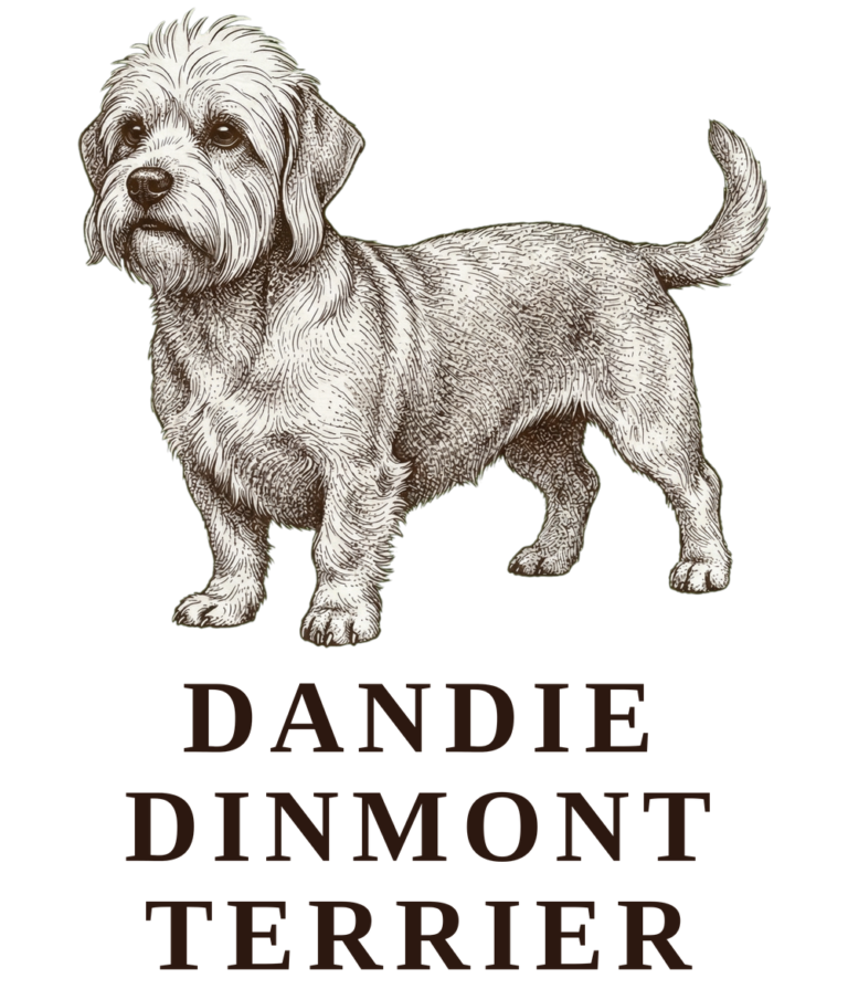 Dandie Dinmont Terrier vintage sketch illustration