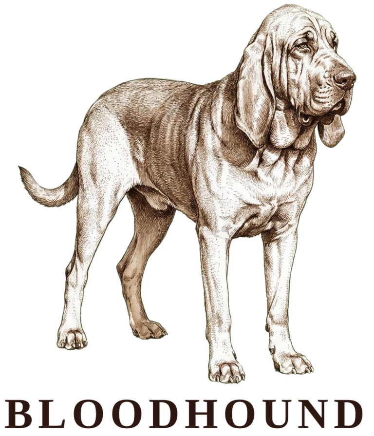 Bloodhound vintage sketch illustration