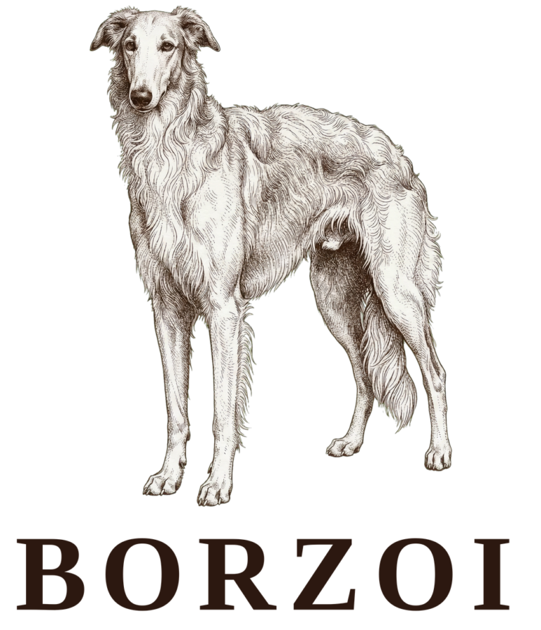 Borzoi vintage sketch illustration