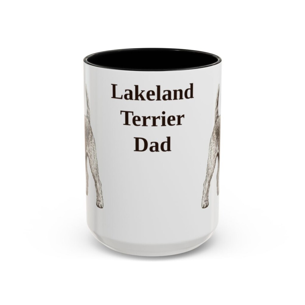 lakeland-terrier-mug-dad-black-front-3 15oz Lakeland Terrier Dog Dad Mug, Vintage Sketch Coffee Mug, Dog Dad Gift