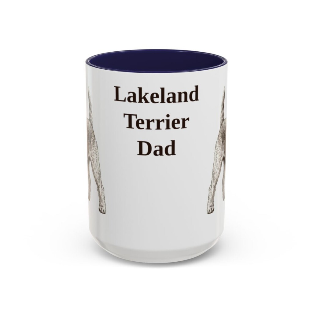 lakeland-terrier-mug-dad-navy-3 15oz Lakeland Terrier Dog Dad Mug, Vintage Sketch Coffee Mug, Dog Dad Gift