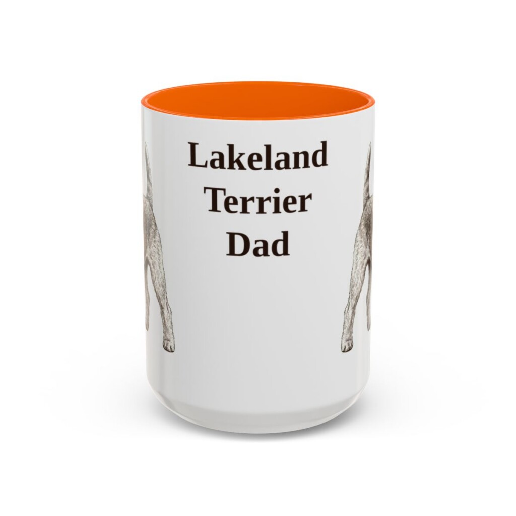 lakeland-terrier-mug-dad-orange-3 15oz Lakeland Terrier Dog Dad Mug, Vintage Sketch Coffee Mug, Dog Dad Gift