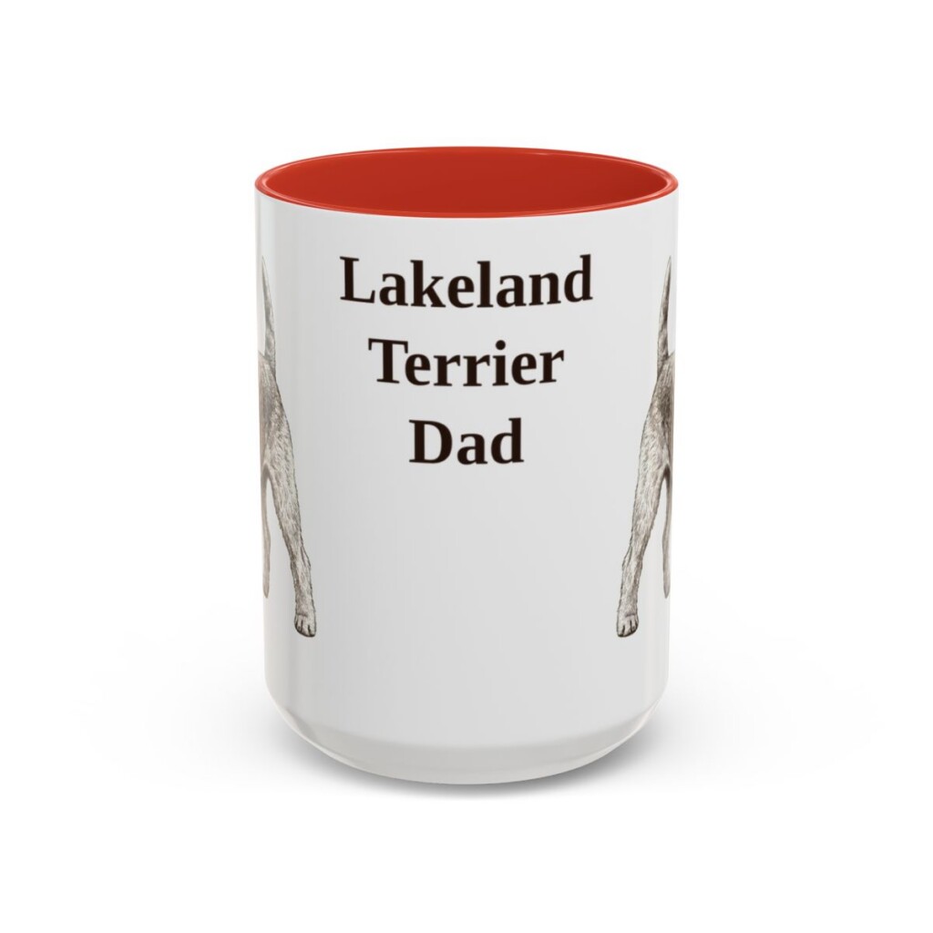lakeland-terrier-mug-dad-red-3 15oz Lakeland Terrier Dog Dad Mug, Vintage Sketch Coffee Mug, Dog Dad Gift