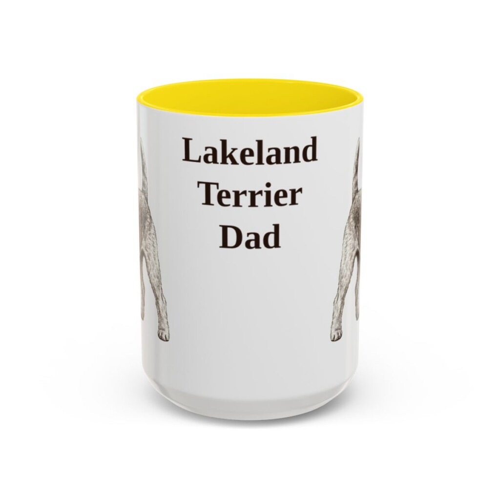 lakeland-terrier-mug-dad-yellow-3 15oz Lakeland Terrier Dog Dad Mug, Vintage Sketch Coffee Mug, Dog Dad Gift