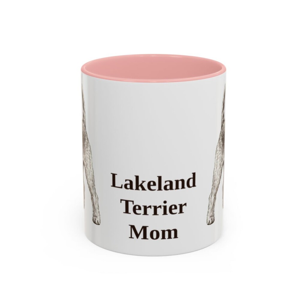 lakeland-terrier-mug-mom-pink-1 11oz Lakeland Terrier Dog Mom Mug, Vintage Sketch Coffee Mug, Dog Mom Gift