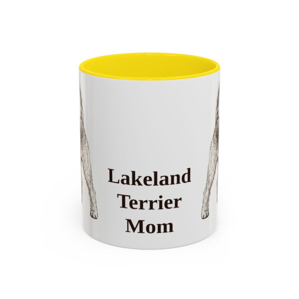 lakeland-terrier-mug-mom-yellow-1 11oz Lakeland Terrier Dog Mom Mug, Vintage Sketch Coffee Mug, Dog Mom Gift