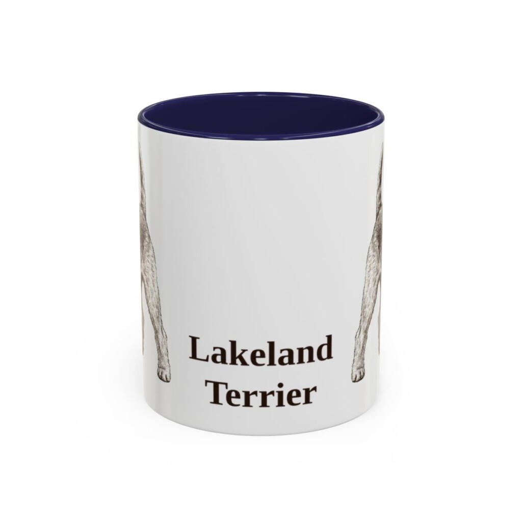 lakeland-terrier-mug-navy-3 11oz Lakeland Terrier Mug, Vintage Dog Portrait Coffee Mug, Dog Lover Gift
