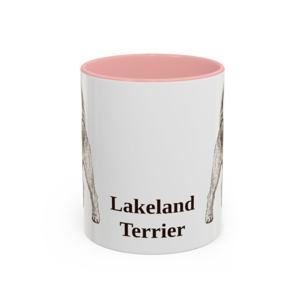 lakeland-terrier-mug-pink-3 11oz Lakeland Terrier Mug, Vintage Dog Portrait Coffee Mug, Dog Lover Gift