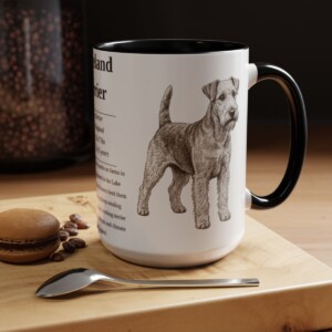 15oz Lakeland Terrier Mug, Illustrated Dog Breed Facts Coffee Mug, Vintage Dog Keepsake Gift